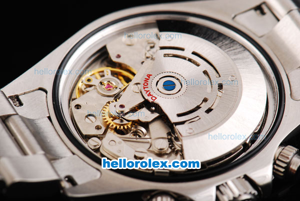 Rolex Daytona Oyster Perpetual Swiss Valjoux 7750 Automatic Movement Silver Case with Black Dial and Silver Subdials-SS Strap - Click Image to Close